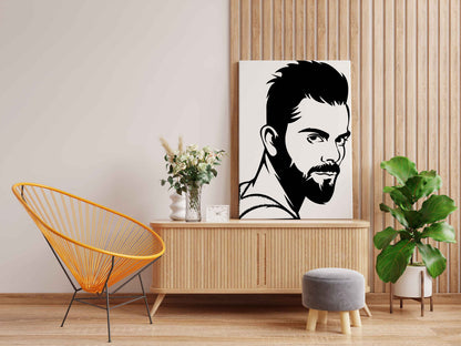 Virat Kohli Portrait Canvas DIY Painting – Glow in the Dark Kit for Cricket Fans | Eazy Arts Art Set with Brushes, Glow Paint & Black Paint (Blue/Cyan/Green Glow Options) - GID-FAN-017