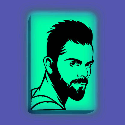 Virat Kohli Portrait Canvas DIY Painting – Glow in the Dark Kit for Cricket Fans | Eazy Arts Art Set with Brushes, Glow Paint & Black Paint (Blue/Cyan/Green Glow Options) - 28 X 42 CM / Cyan / Without Frames - GID-FAN-017-11
