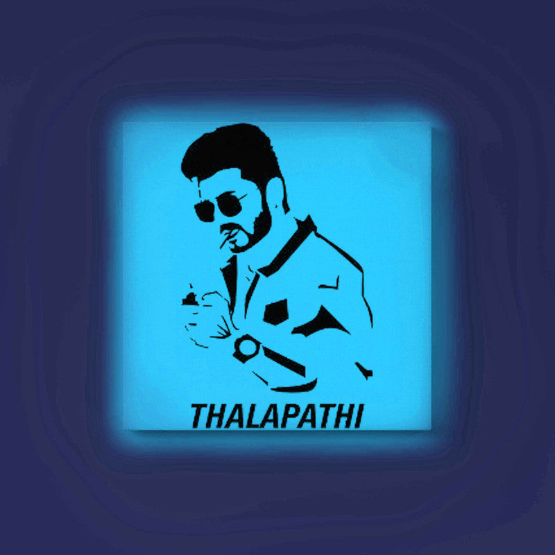 Thalapathy Vijay Portrait Canvas DIY Painting – Glow in the Dark Kit for Fans | Eazy Arts Art Set with Glow & Black Paint, Brushes & Instructions - 25 X 25 CM / Blue / Without Frames - GID-FAN-018-1