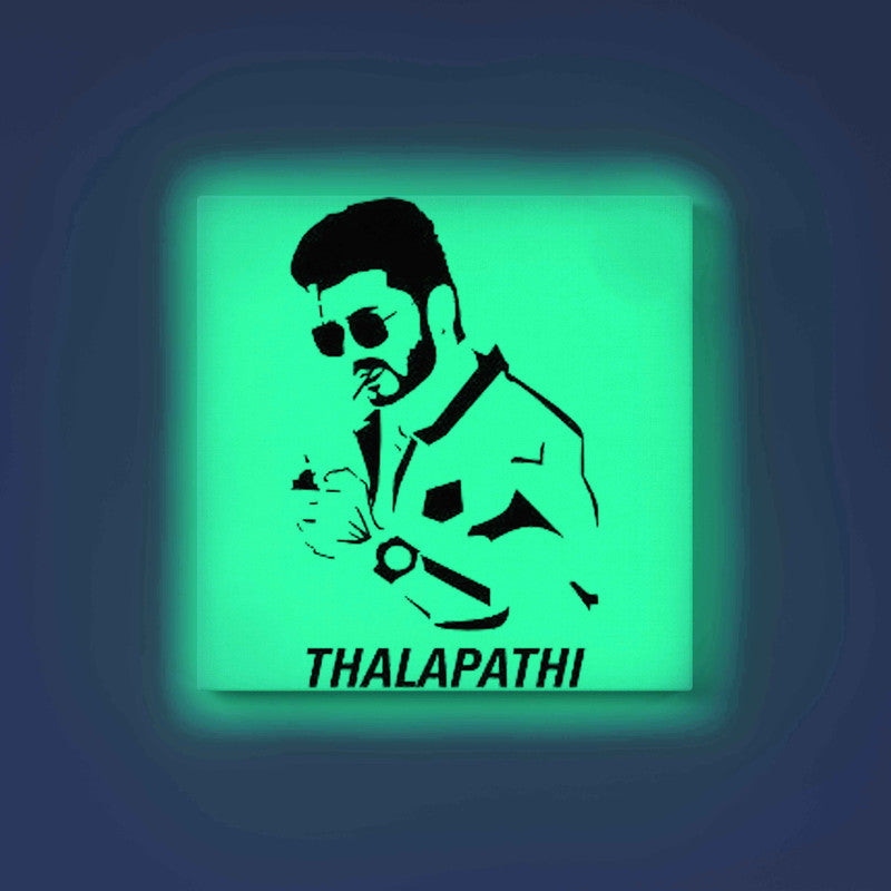 Thalapathy Vijay Portrait Canvas DIY Painting – Glow in the Dark Kit for Fans | Eazy Arts Art Set with Glow & Black Paint, Brushes & Instructions - 30 X 30 CM / Cyan / Without Frames - GID-FAN-018-11