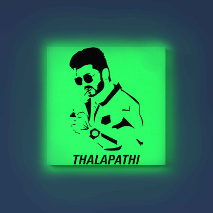 Thalapathy Vijay Portrait Canvas DIY Painting – Glow in the Dark Kit for Fans | Eazy Arts Art Set with Glow & Black Paint, Brushes & Instructions - 30 X 30 CM / Green / Without Frames - GID-FAN-018-13