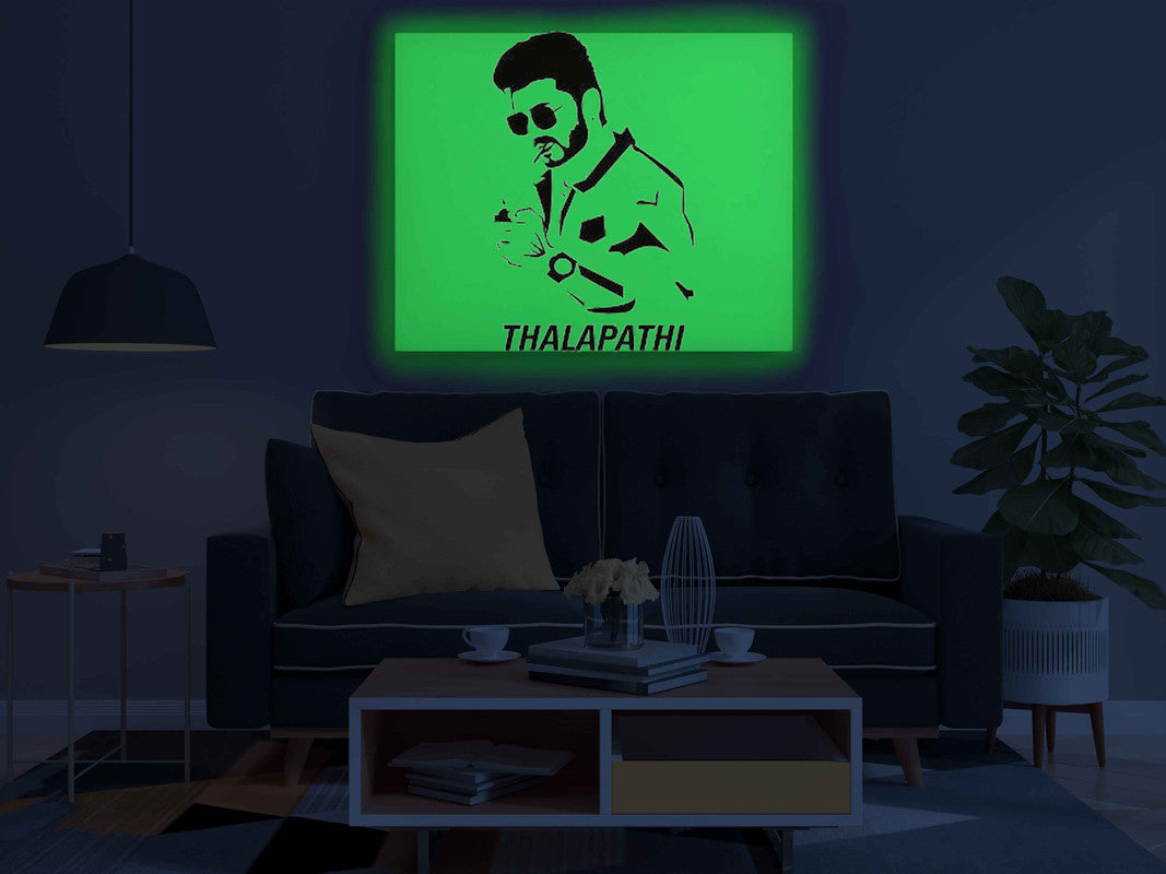 Thalapathy Vijay Portrait Canvas DIY Painting – Glow in the Dark Kit for Fans | Eazy Arts Art Set with Glow & Black Paint, Brushes & Instructions - GID-FAN-018