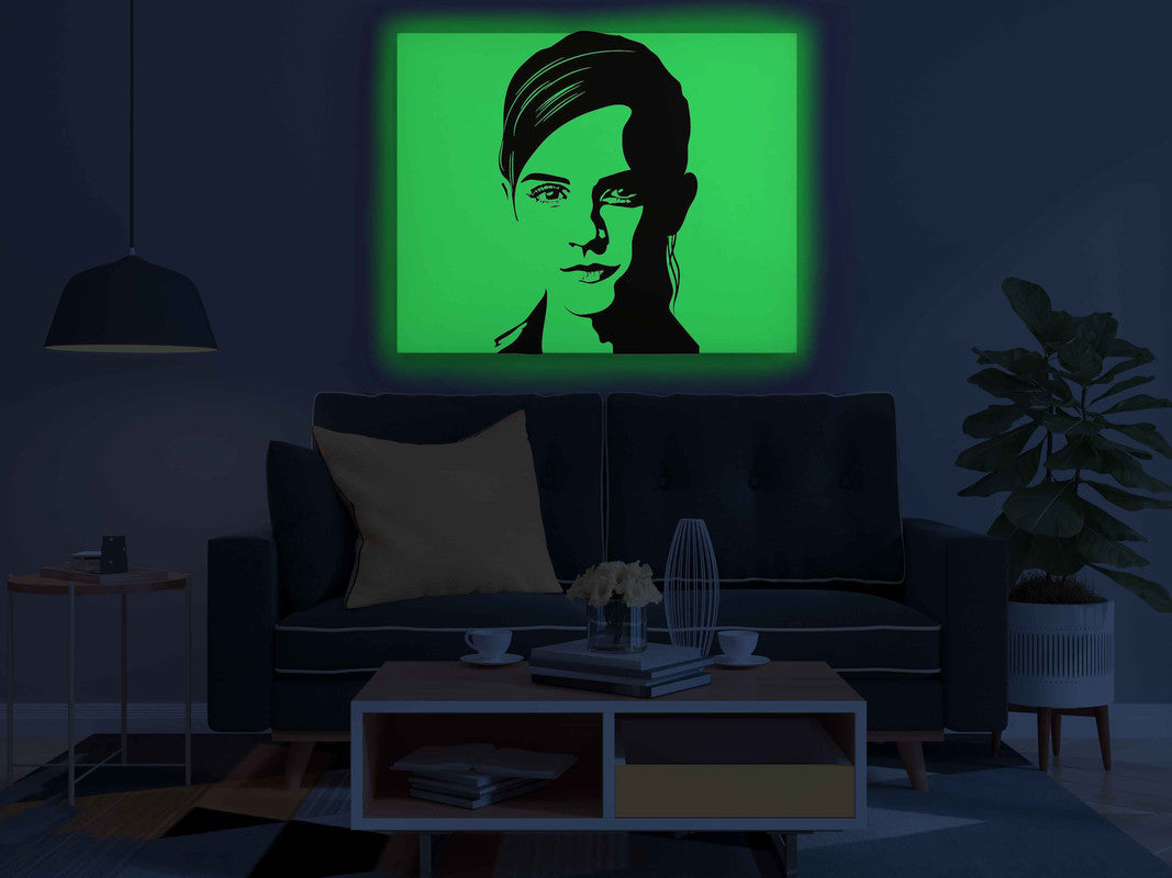 Emma Watson Portrait Canvas DIY Painting – Glow in the Dark Art Kit for Fans | Eazy Arts Paint Set with Glow Colors, Brushes & Instructions - GID-FAN-019