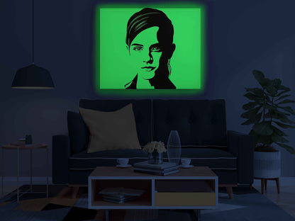 Emma Watson Portrait Canvas DIY Painting – Glow in the Dark Art Kit for Fans | Eazy Arts Paint Set with Glow Colors, Brushes & Instructions - GID-FAN-019