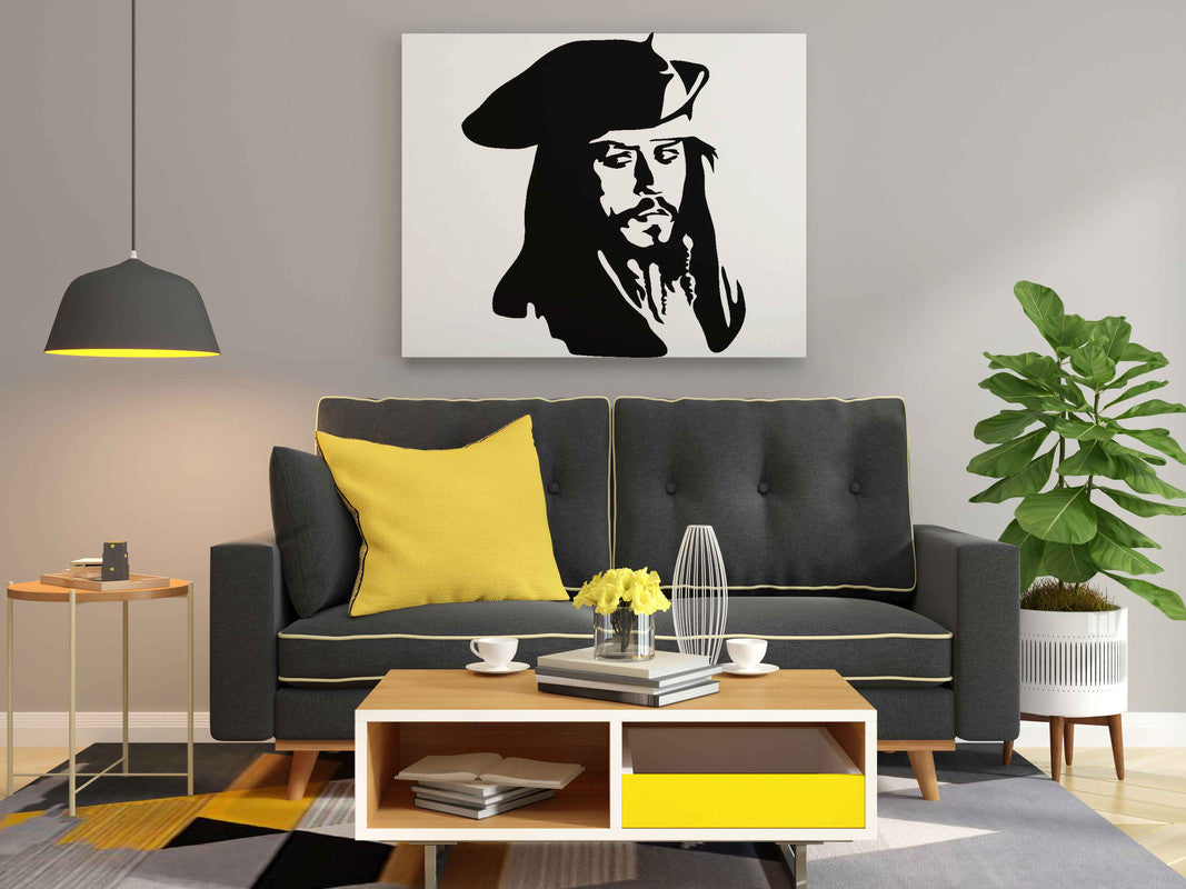 Jack Sparrow Pirate Portrait Canvas DIY Painting – Glow in the Dark Art Kit for Johnny Depp Fans | Eazy Arts Paint Set with Glow Colors & Brushes - GID-FAN-020