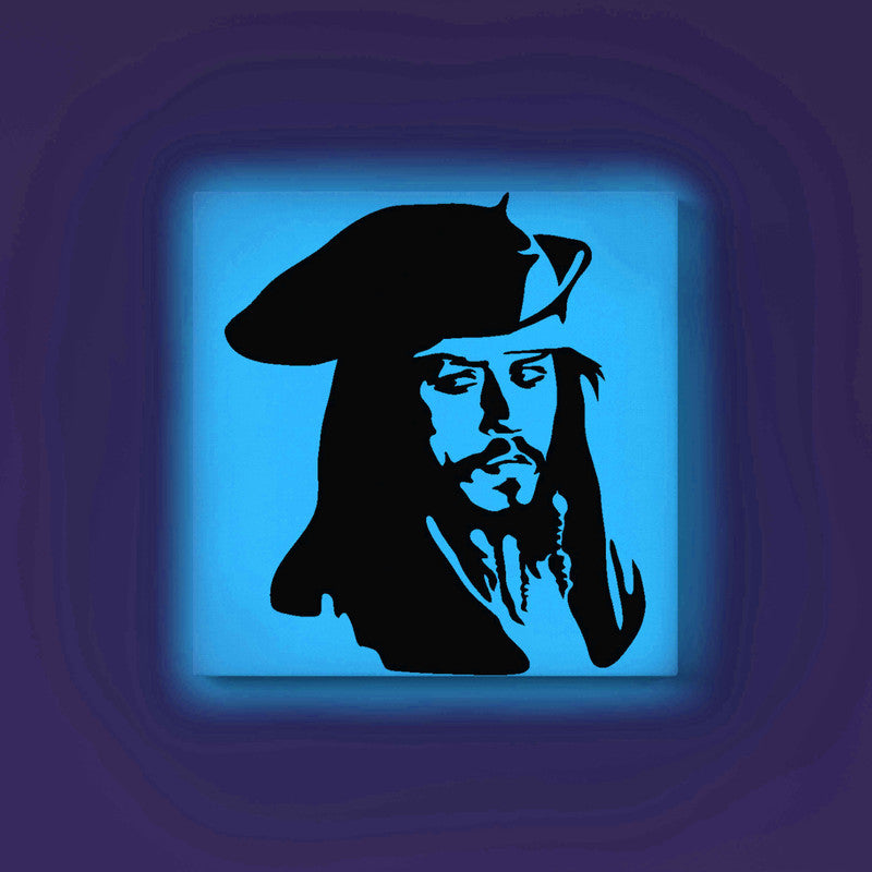 Jack Sparrow Pirate Portrait Canvas DIY Painting – Glow in the Dark Art Kit for Johnny Depp Fans | Eazy Arts Paint Set with Glow Colors & Brushes - 25 X 25 CM / Blue / Without Frames - GID-FAN-020-1