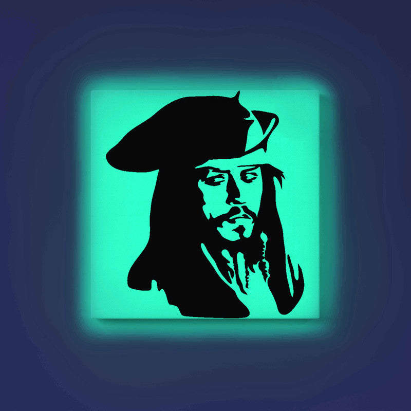 Jack Sparrow Pirate Portrait Canvas DIY Painting – Glow in the Dark Art Kit for Johnny Depp Fans | Eazy Arts Paint Set with Glow Colors & Brushes - 30 X 30 CM / Cyan / Without Frames - GID-FAN-020-11