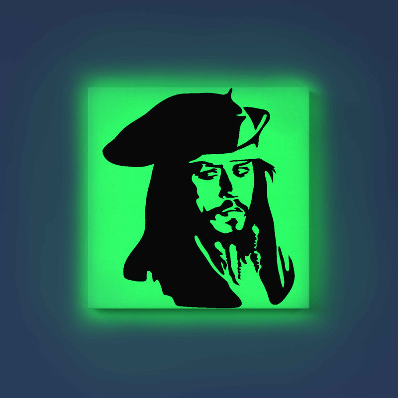 Jack Sparrow Pirate Portrait Canvas DIY Painting – Glow in the Dark Art Kit for Johnny Depp Fans | Eazy Arts Paint Set with Glow Colors & Brushes - 30 X 30 CM / Green / Without Frames - GID-FAN-020-13