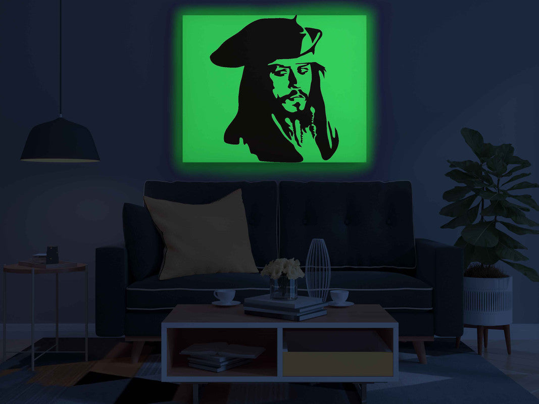 Jack Sparrow Pirate Portrait Canvas DIY Painting – Glow in the Dark Art Kit for Johnny Depp Fans | Eazy Arts Paint Set with Glow Colors & Brushes - GID-FAN-020