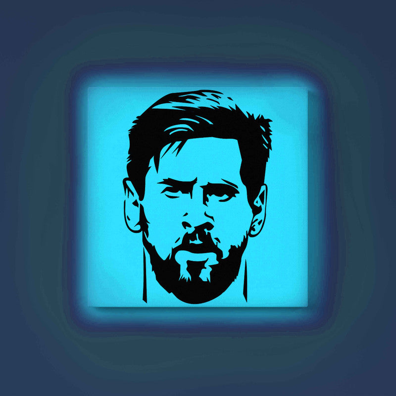 Lionel Messi Glow in the Dark Painting Kit – DIY Canvas Art for Football Fans | Eazy Arts Paint Set with Brushes & Glow Paint - 25 X 25 CM / Blue / Without Frames - GID-FAN-022-1