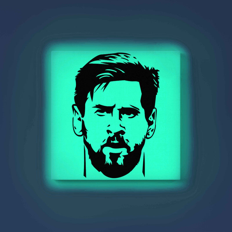 Lionel Messi Glow in the Dark Painting Kit – DIY Canvas Art for Football Fans | Eazy Arts Paint Set with Brushes & Glow Paint - 30 X 30 CM / Cyan / Without Frames - GID-FAN-022-11