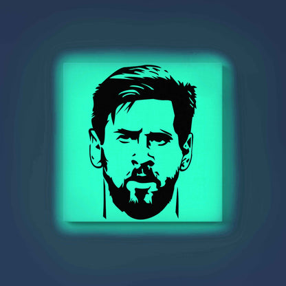 Lionel Messi Glow in the Dark Painting Kit – DIY Canvas Art for Football Fans | Eazy Arts Paint Set with Brushes & Glow Paint - 30 X 30 CM / Cyan / Without Frames - GID-FAN-022-11