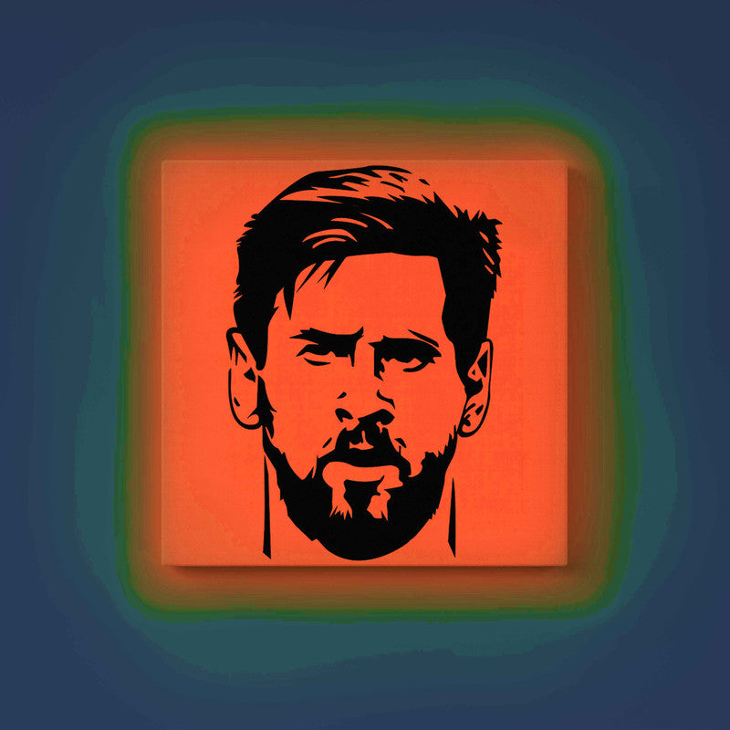 Lionel Messi Glow in the Dark Painting Kit – DIY Canvas Art for Football Fans | Eazy Arts Paint Set with Brushes & Glow Paint - 30 X 30 CM / Orange / Without Frames - GID-FAN-022-15