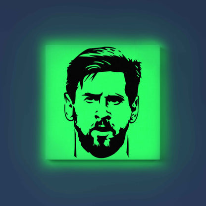 Lionel Messi Glow in the Dark Painting Kit – DIY Canvas Art for Football Fans | Eazy Arts Paint Set with Brushes & Glow Paint - 30 X 30 CM / Green / Without Frames - GID-FAN-022-13
