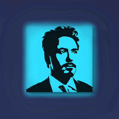 Robert Downey Jr. Glow in the Dark DIY Painting Kit – Iconic Iron Man Style Canvas Art for Marvel Fans | Eazy Arts Paint Set - 25 X 25 CM / Blue / Without Frames - GID-FAN-023-1