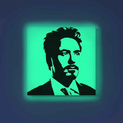 Robert Downey Jr. Glow in the Dark DIY Painting Kit – Iconic Iron Man Style Canvas Art for Marvel Fans | Eazy Arts Paint Set - 30 X 30 CM / Cyan / Without Frames - GID-FAN-023-11