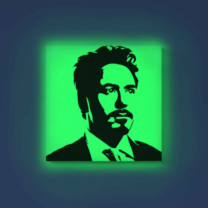Robert Downey Jr. Glow in the Dark DIY Painting Kit – Iconic Iron Man Style Canvas Art for Marvel Fans | Eazy Arts Paint Set - 30 X 30 CM / Green / Without Frames - GID-FAN-023-13