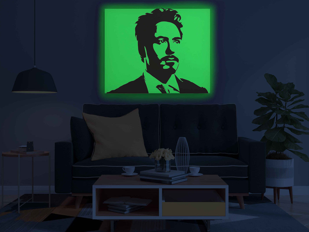 Robert Downey Jr. Glow in the Dark DIY Painting Kit – Iconic Iron Man Style Canvas Art for Marvel Fans | Eazy Arts Paint Set - GID-FAN-023
