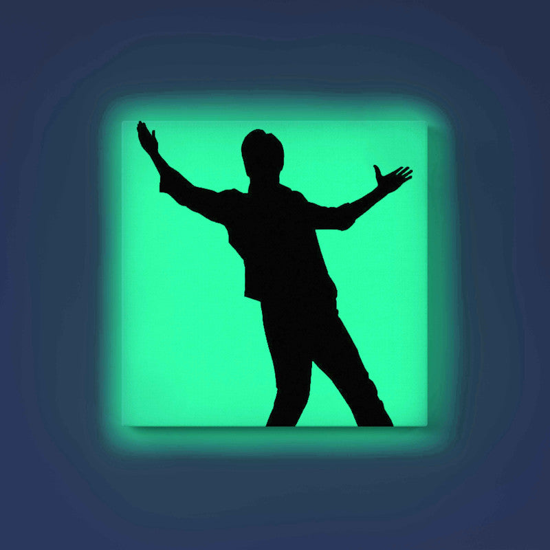 Shah Rukh Khan Signature Pose Glow in the Dark DIY Painting Kit – Iconic Bollywood Fan Art | Paint Set by Eazy Arts - 30 X 30 CM / Cyan / Without Frames - GID-FAN-024-11