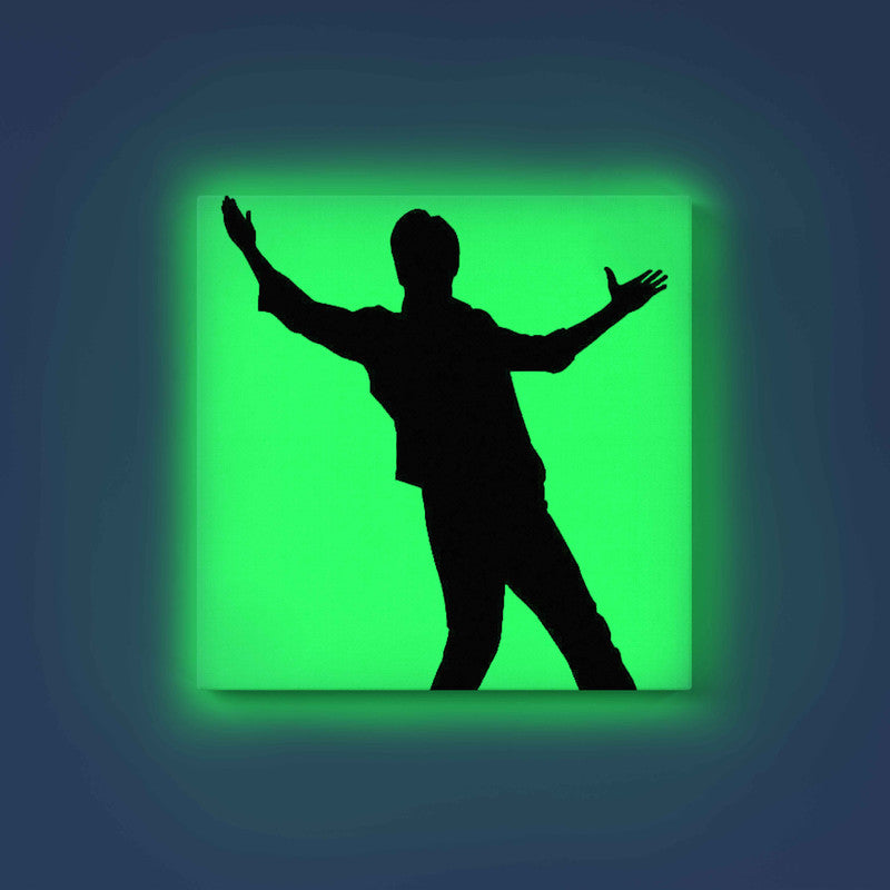 Shah Rukh Khan Signature Pose Glow in the Dark DIY Painting Kit – Iconic Bollywood Fan Art | Paint Set by Eazy Arts - 30 X 30 CM / Green / Without Frames - GID-FAN-024-13