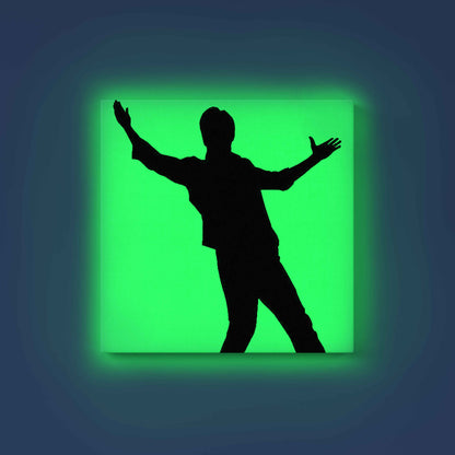 Shah Rukh Khan Signature Pose Glow in the Dark DIY Painting Kit – Iconic Bollywood Fan Art | Paint Set by Eazy Arts - 30 X 30 CM / Green / Without Frames - GID-FAN-024-13