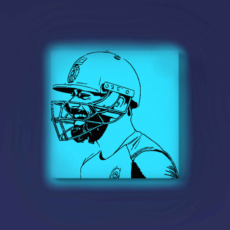 Virat Kohli Glow in the Dark DIY Painting Kit – Cricket Fan Art for Team India Supporters | Paint Set by Eazy Arts - 25 X 25 CM / Blue / Without Frames - GID-FAN-025-1
