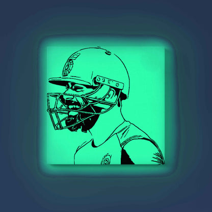 Virat Kohli Glow in the Dark DIY Painting Kit – Cricket Fan Art for Team India Supporters | Paint Set by Eazy Arts - 30 X 30 CM / Cyan / Without Frames - GID-FAN-025-11