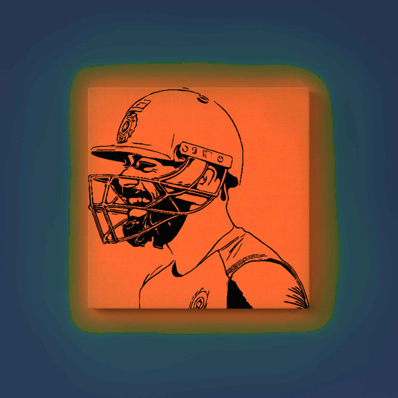 Virat Kohli Glow in the Dark DIY Painting Kit – Cricket Fan Art for Team India Supporters | Paint Set by Eazy Arts - 30 X 30 CM / Orange / Without Frames - GID-FAN-025-15