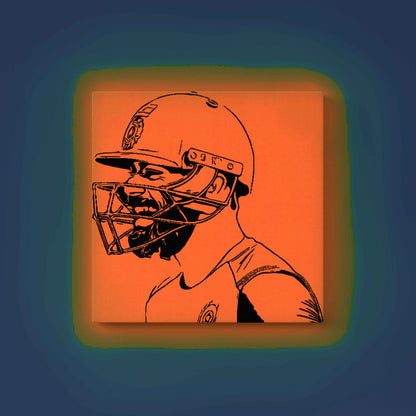 Virat Kohli Glow in the Dark DIY Painting Kit – Cricket Fan Art for Team India Supporters | Paint Set by Eazy Arts - 30 X 30 CM / Orange / Without Frames - GID-FAN-025-15