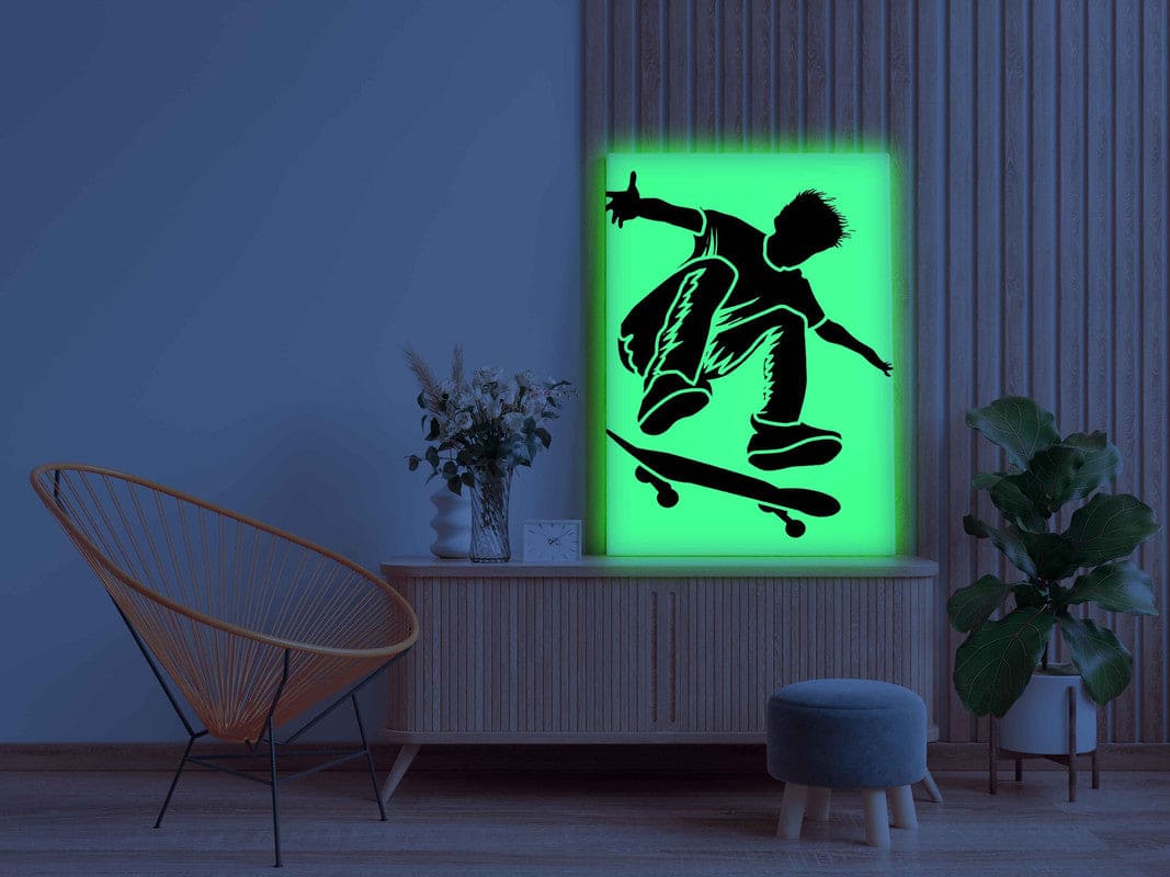 Skateboarder Glow in the Dark Painting Kit – DIY Street Style Wall Art | Eazy Arts - Image 2 - GID-OTR-003