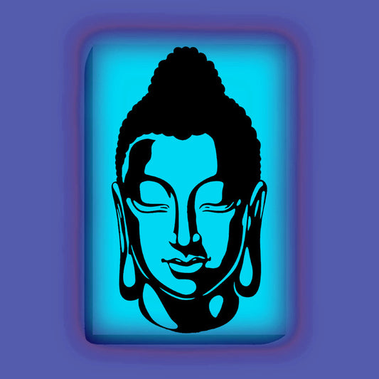 Glow in the Dark Buddha Face DIY Painting Kit – Meditative Wall Art for Home Decor | Eazy Arts – front view (Blue glow color)