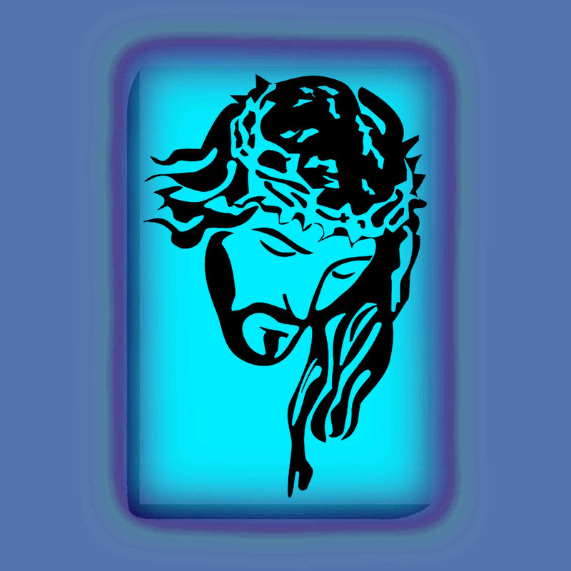 Glow in the Dark Jesus Christ Painting Kit – DIY Christian Wall Art | Eazy Arts – front view (Blue glow color)