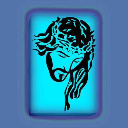 Glow in the Dark Jesus Christ Painting Kit – DIY Christian Wall Art | Eazy Arts – front view (Blue glow color)