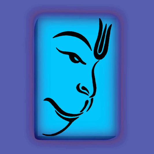 Lord Hanuman Face Glow in the Dark Painting Kit – Minimal Divine Art | Eazy Arts – front view (Blue glow color)