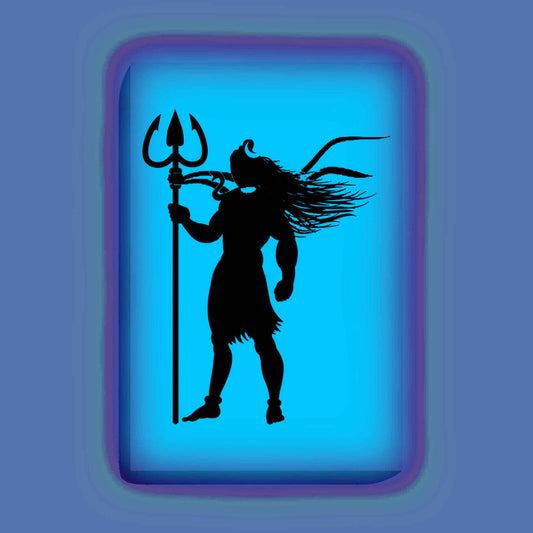 Mahadev Standing with Trishul Painting Kit – Glow in the Dark Devotional Art | Eazy Arts – front view (Blue glow color)