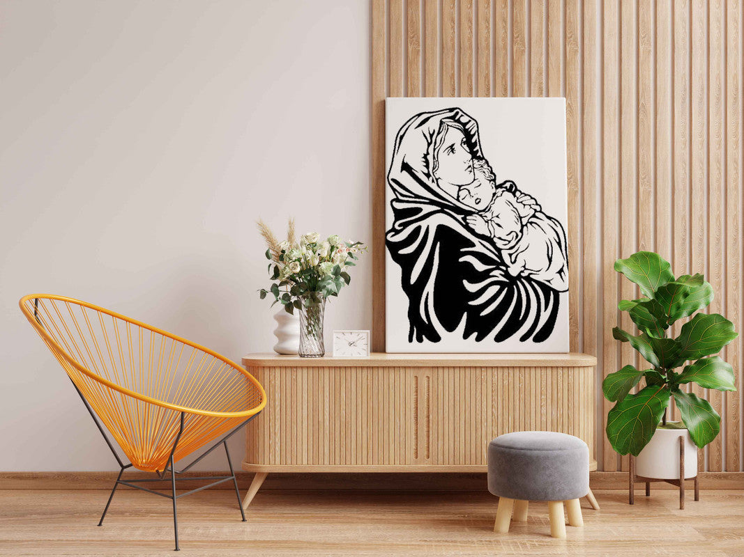 Mother Mary and Baby Jesus Paint Kit – Divine Glow in the Dark Canvas | Eazy Arts