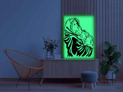 Mother Mary and Baby Jesus Paint Kit – Divine Glow in the Dark Canvas | Eazy Arts