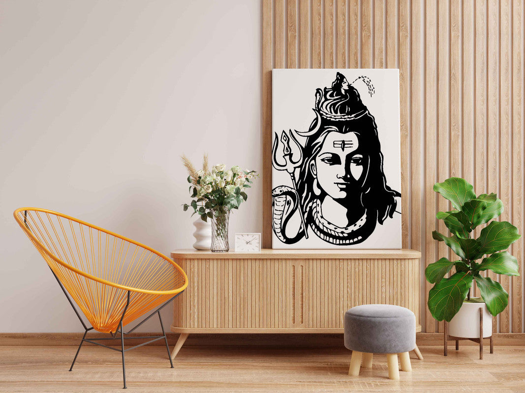 Lord Shiva Face Glow In The Dark Kit – Trishul and Snake Design Canvas | Eazy Arts
