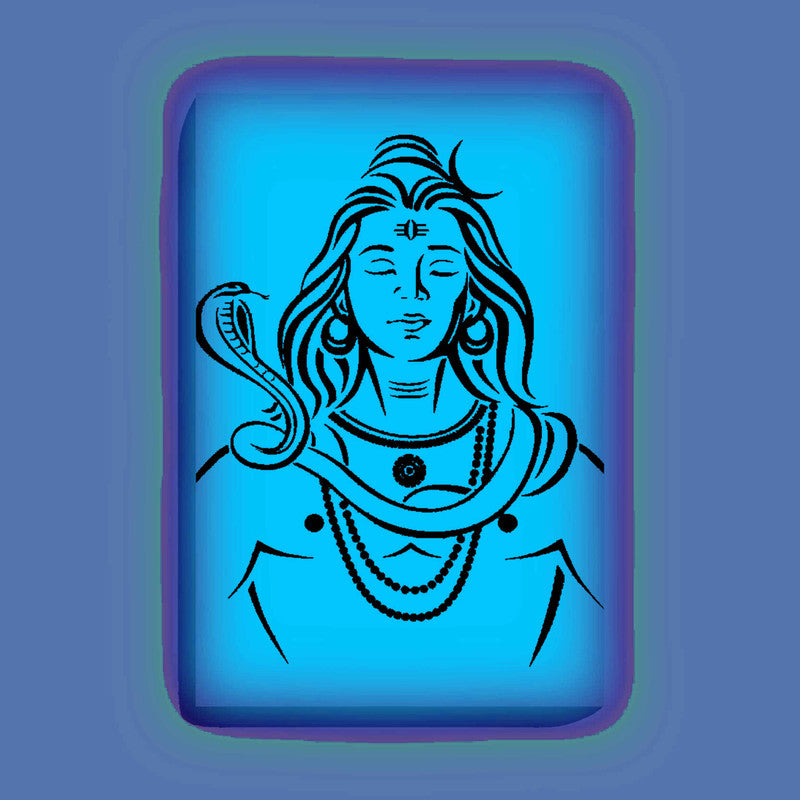Meditating Shiva Glow In The Dark Kit – Serene Lord Shiva with Snake | Eazy Arts – front view (Blue glow color)