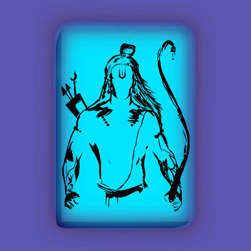 Lord Ram with Bow Glow In The Dark Kit – Powerful Warrior Pose | Eazy Arts – front view (Blue glow color)