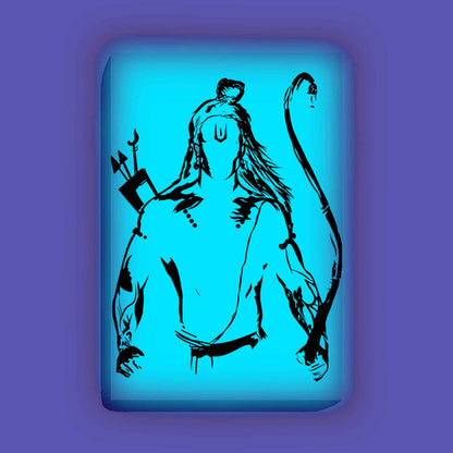 Lord Ram with Bow Glow In The Dark Kit – Powerful Warrior Pose | Eazy Arts – front view (Blue glow color)