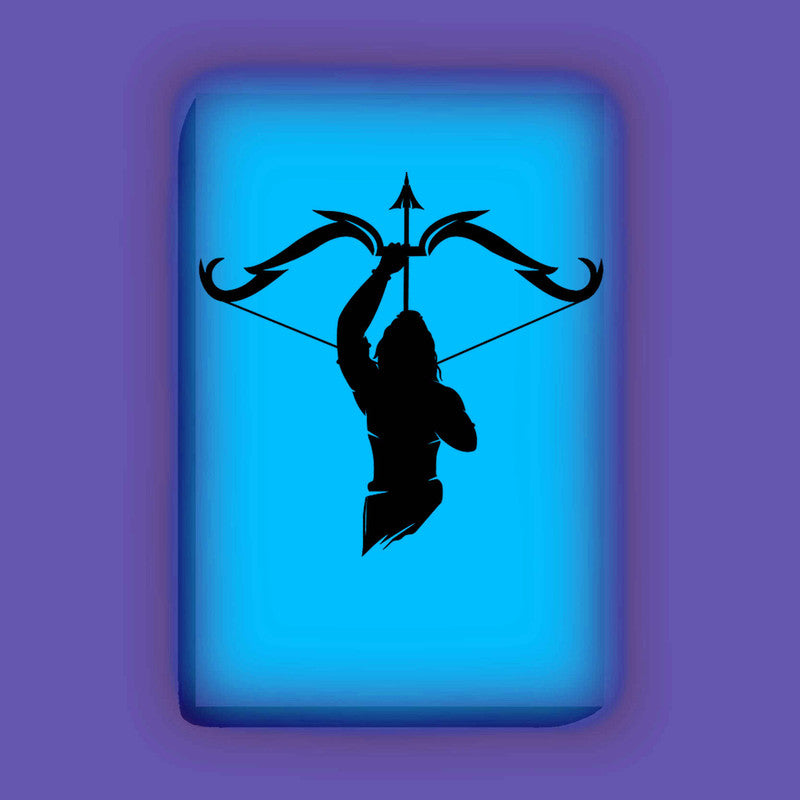 Shri Ram with Bow Raised Glow In The Dark Kit – Symbol of Dharma & Victory | Eazy Arts – front view (Blue glow color)