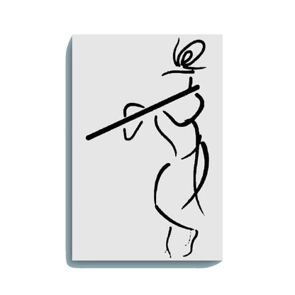 Abstract Krishna with Flute Line Art Painting Kit – Glow in the Dark DIY Canvas Set for Beginners by Eazy Arts