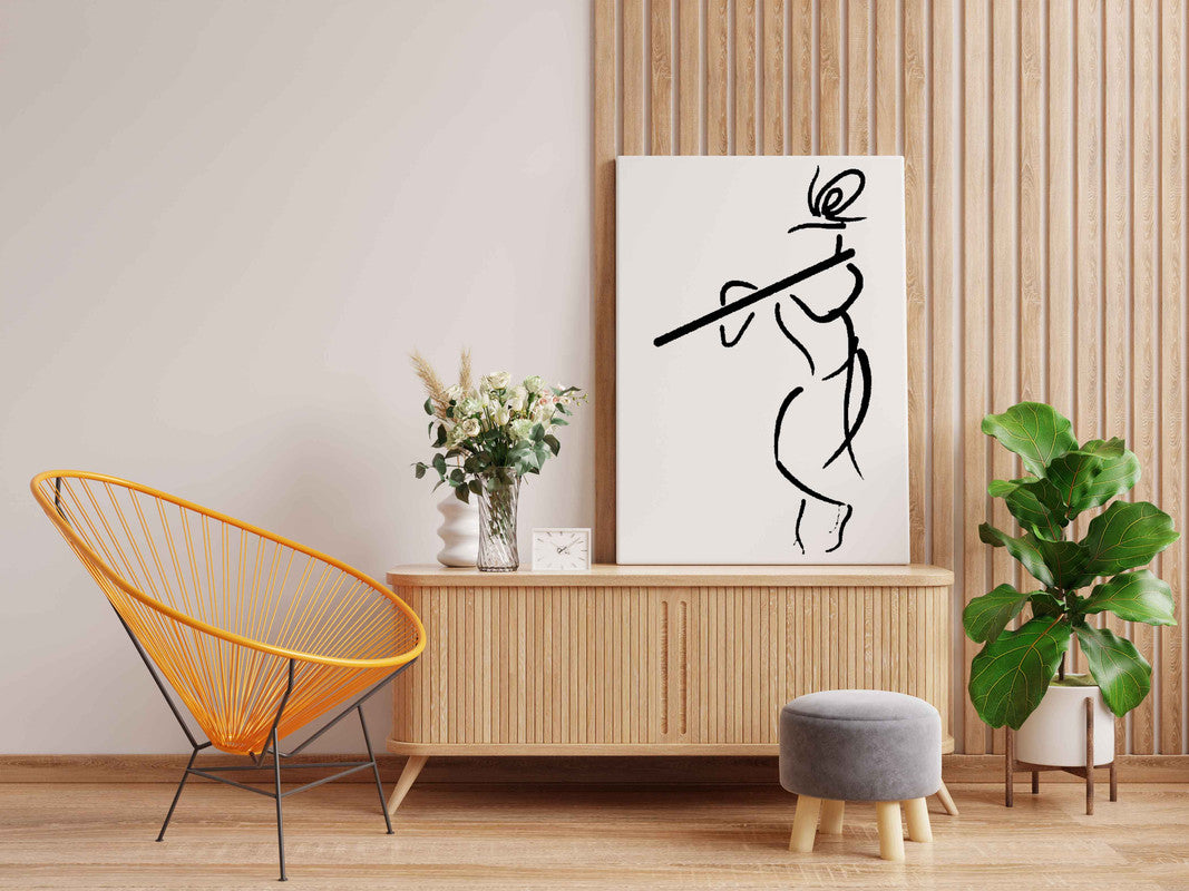 Abstract Krishna with Flute Line Art Painting Kit – Glow in the Dark DIY Canvas Set for Beginners by Eazy Arts