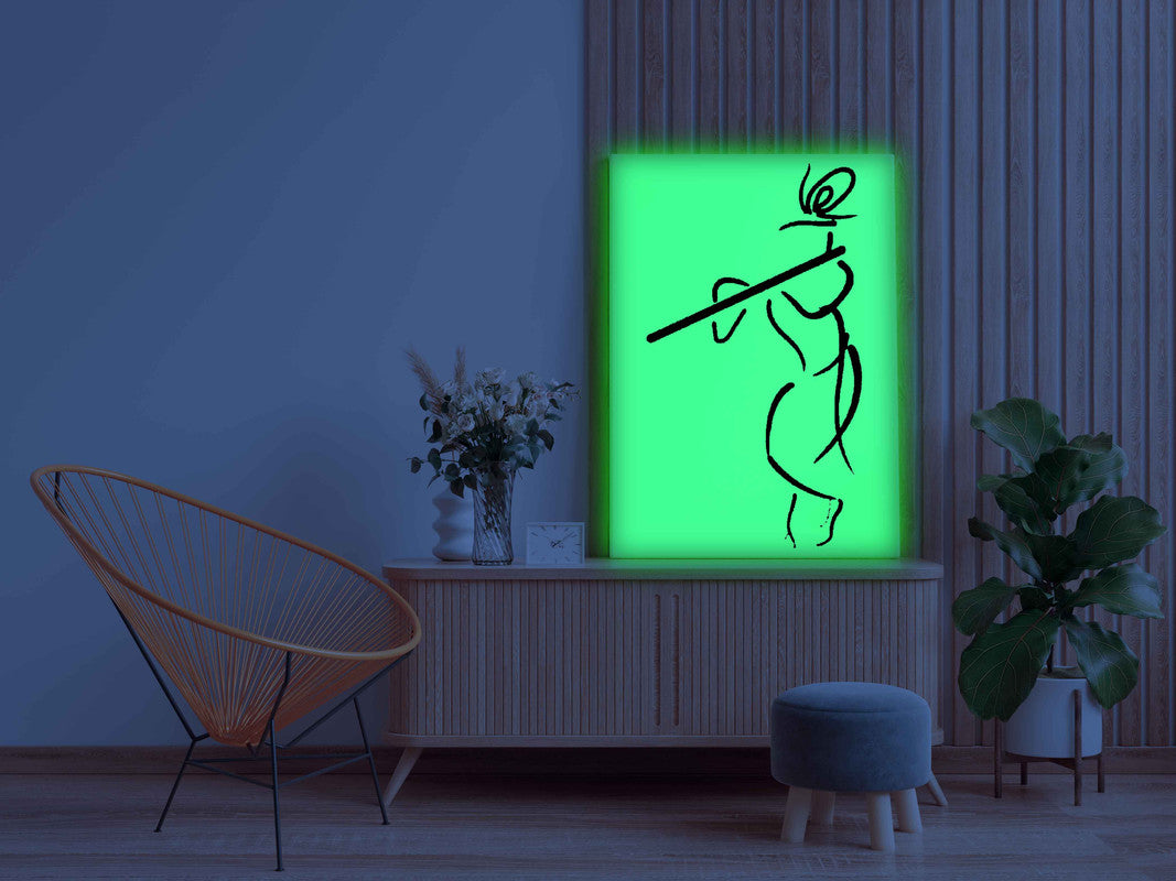 Abstract Krishna with Flute Line Art Painting Kit – Glow in the Dark DIY Canvas Set for Beginners by Eazy Arts