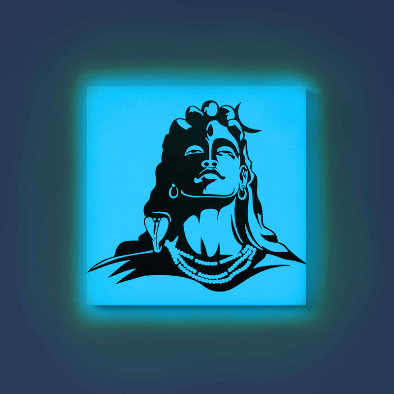 Lord Shiva Adiyogi Glow in the Dark Painting Kit – DIY Meditation Wall Art | Eazy Arts – front view (Blue glow color)