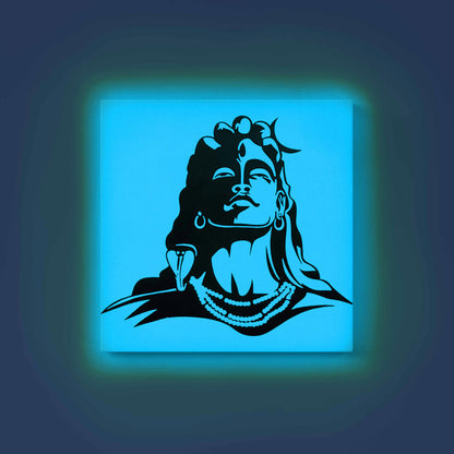 Lord Shiva Adiyogi Glow in the Dark Painting Kit – DIY Meditation Wall Art | Eazy Arts – front view (Blue glow color)