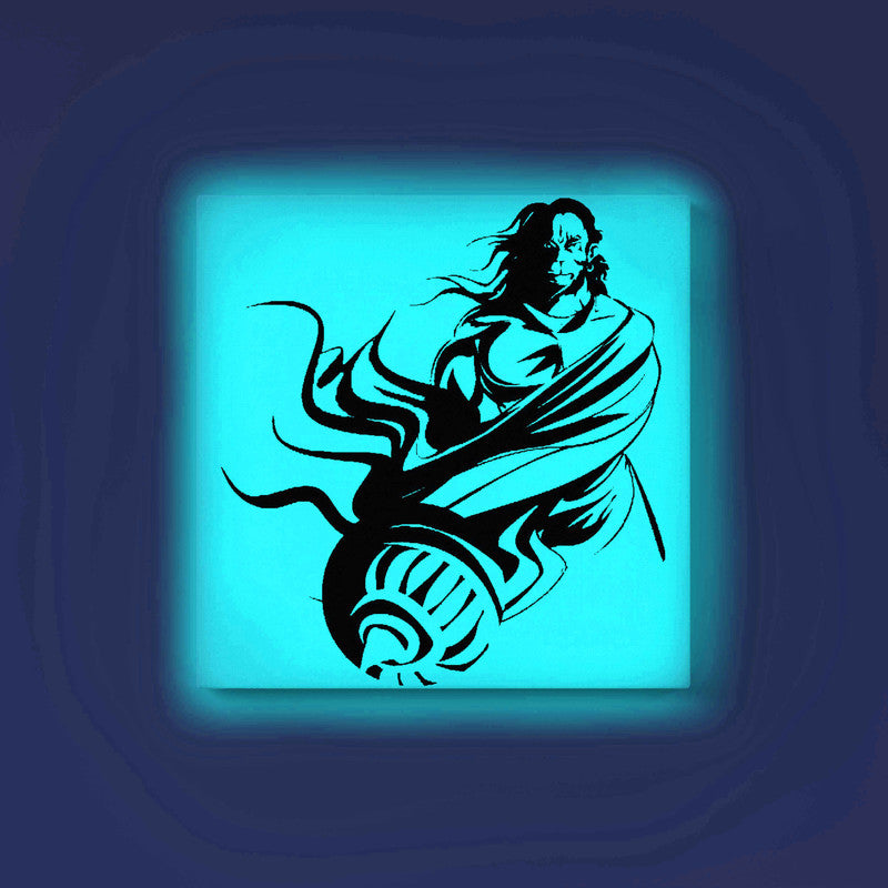 Lord Hanuman with Gada Glow in the Dark Painting Kit – DIY Bajrangbali Wall Art | Eazy Arts – front view (Blue glow color)