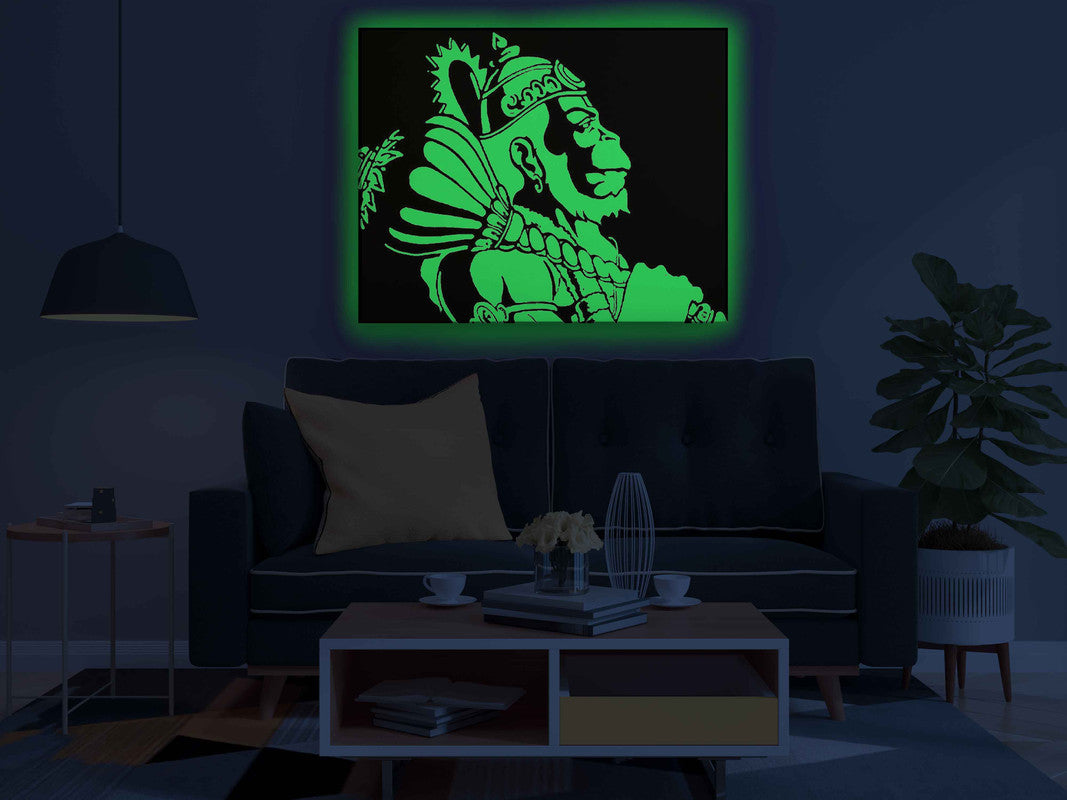 Lord Hanuman Side Profile Glow in the Dark Painting Kit – DIY Bajrangbali Wall Décor | Eazy Arts