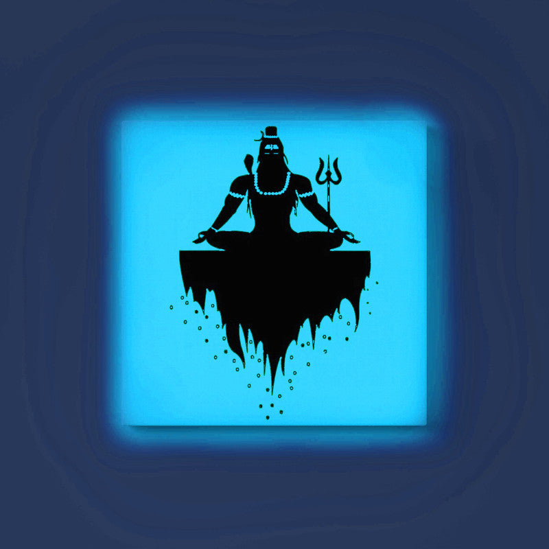 Meditating Lord Shiva Glow in the Dark Painting Kit – DIY Bholenath Floating Art | Eazy Arts – front view (Blue glow color)